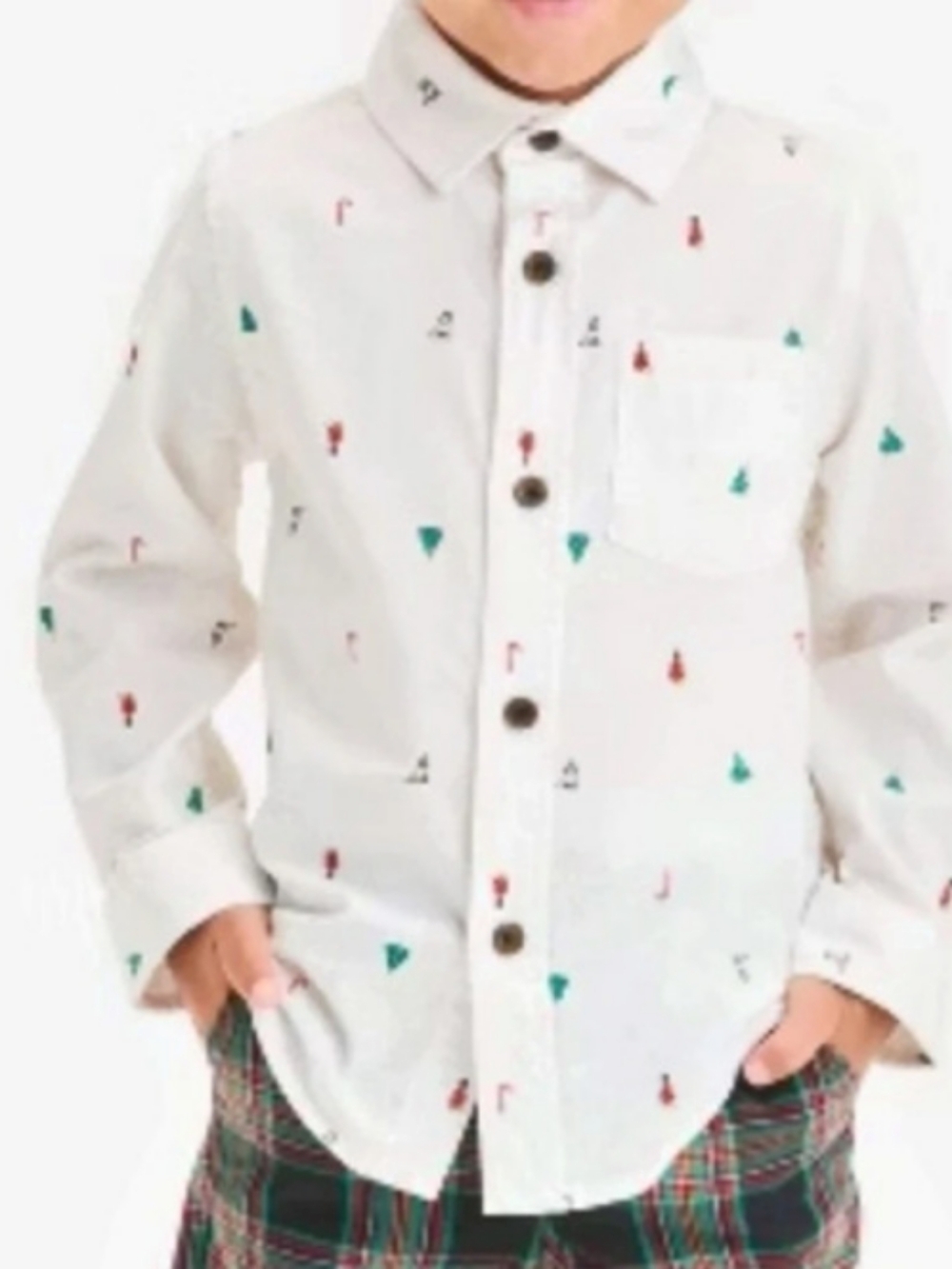 Cat & Jack Boys Holiday Nutcracker Candy Cane Long Sleeve Button-Down Shirt